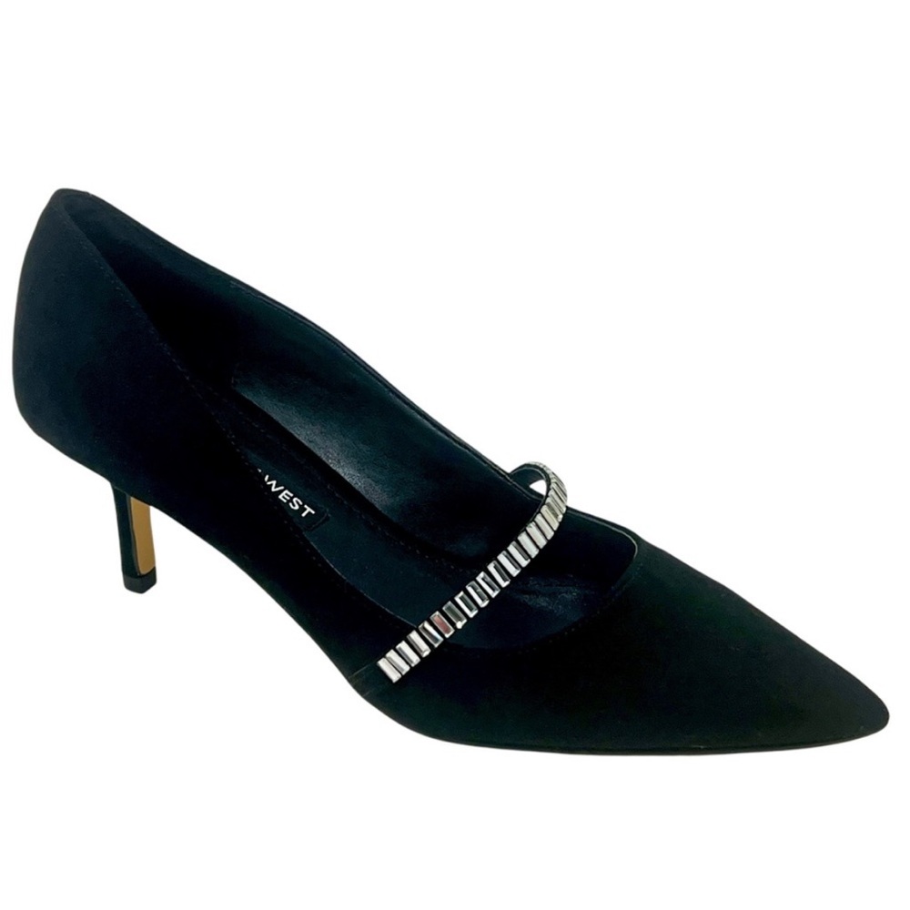 9 West Black heels with crystals